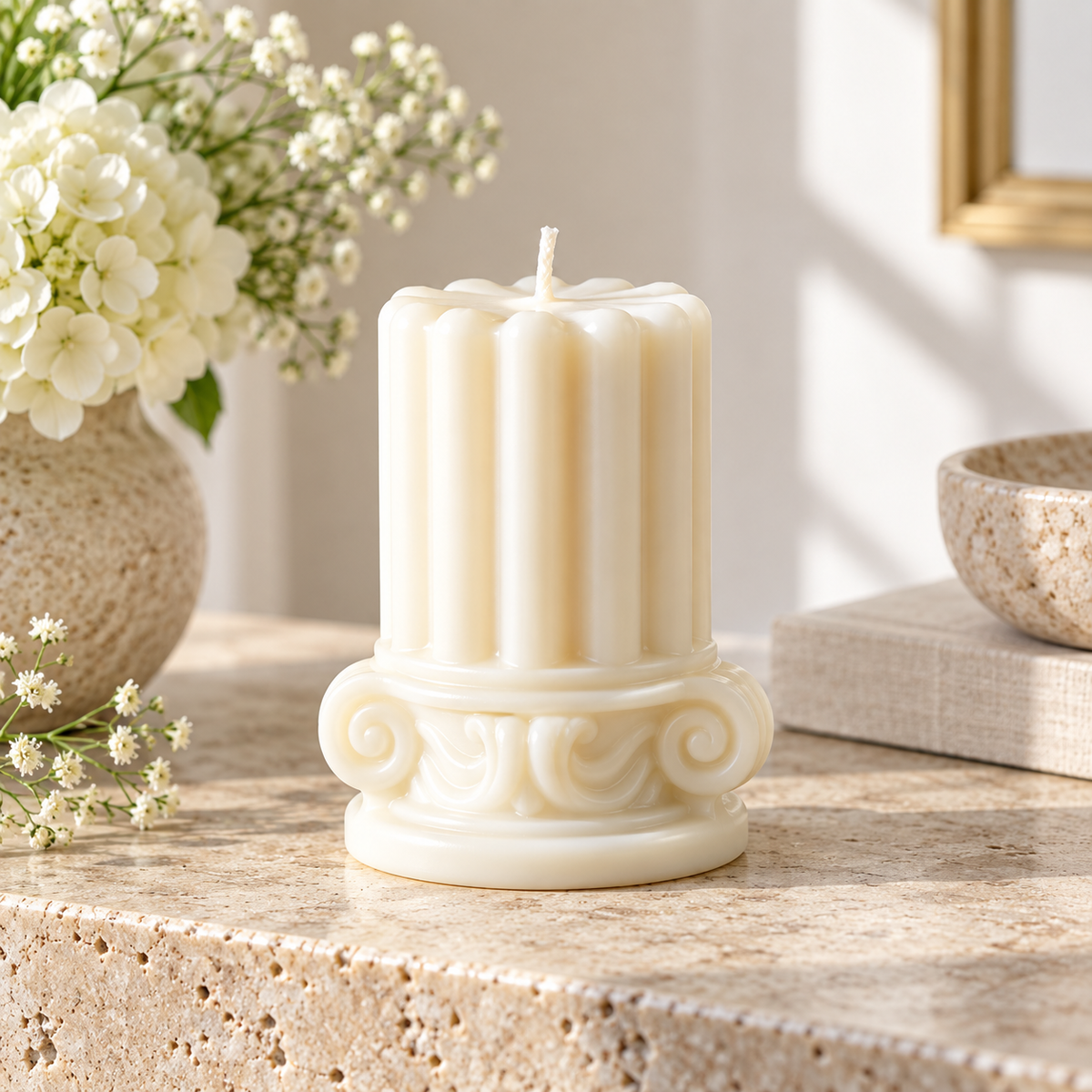 Romano Sculptural Pillar Soy Candle
