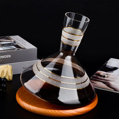 Balance Wine Decanter - Crystal Glass with Wood Base