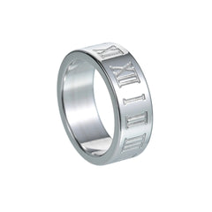 Roman Digital Ring in Titanium Steel - Personalized Jewelry