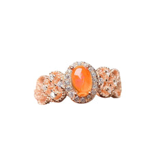 Natural Fire Opal Ring | Handmade Adjustable Design