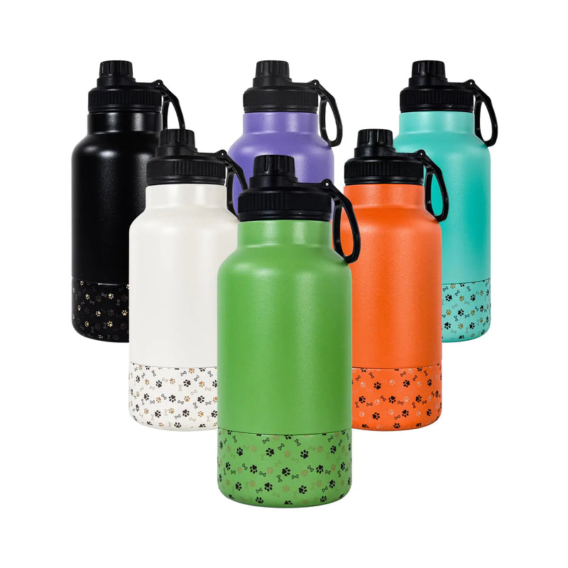 Portable Dog Water Bottle 32oz | Insulated with Detachable Bowl
