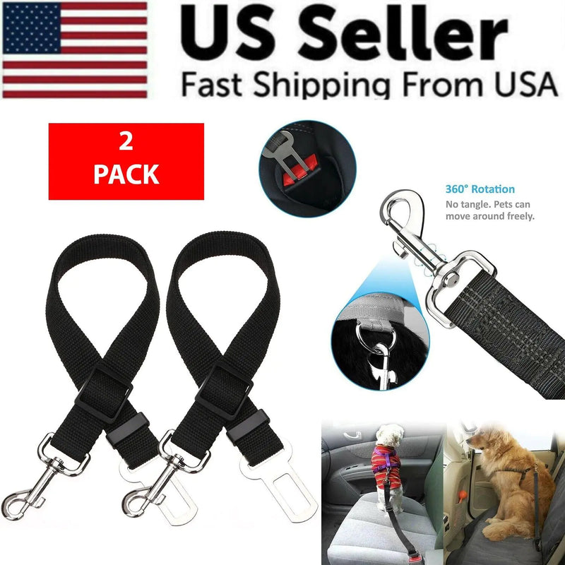 Pet Safety Seatbelt 2-Pack | Adjustable Dog Cat Car Harness
