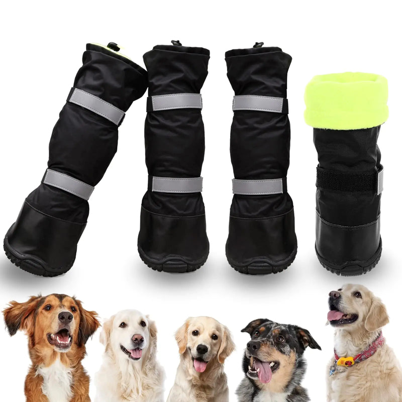 SUNFURA Dog Rain Boots | Fleece-Lined Waterproof Winter Dog Shoes