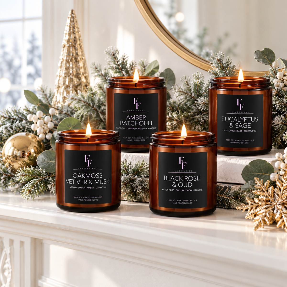 Winter Aromatherapy Soy Candle Gift Set – 4 Pack, 28 oz