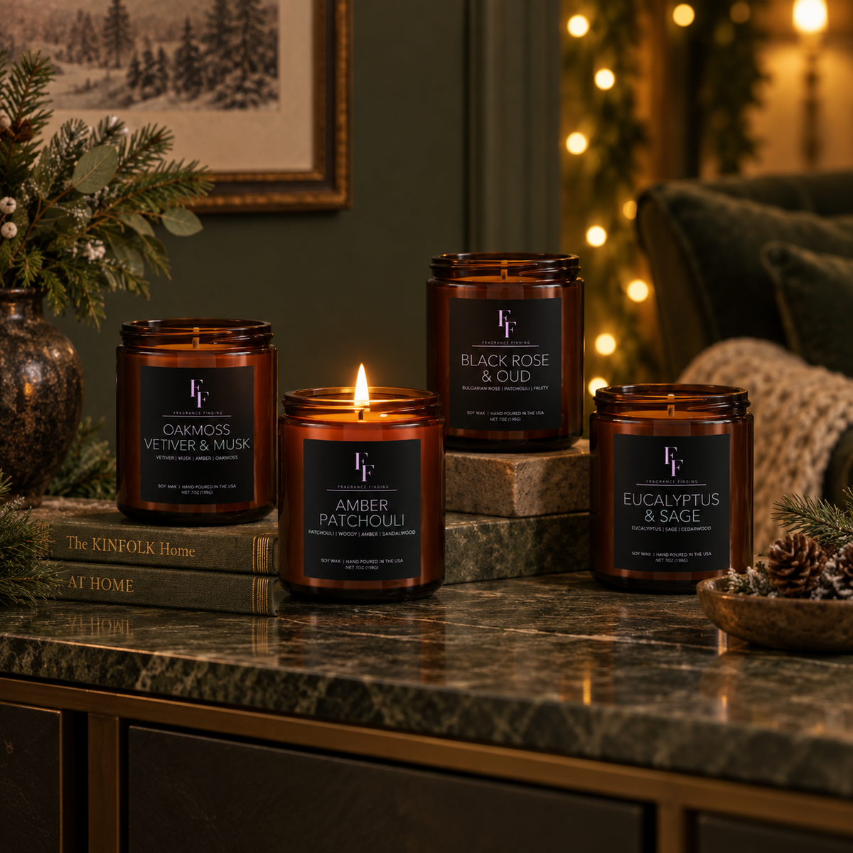 Winter Aromatherapy Soy Candle Gift Set – 4 Pack, 28 oz