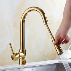 "Haimeisi Gold Pull-Out Kitchen Faucet 8055D"