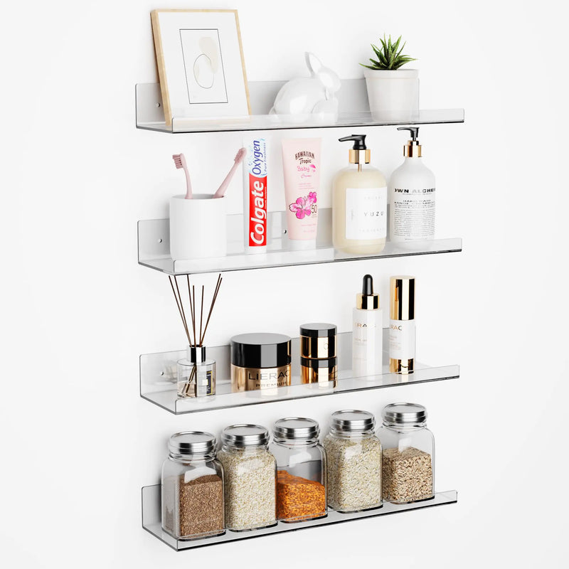 Clear Acrylic Floating Shelves | Set of 4, 15