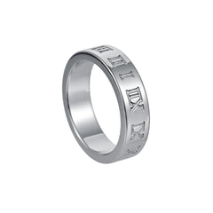 Roman Digital Ring in Titanium Steel - Personalized Jewelry