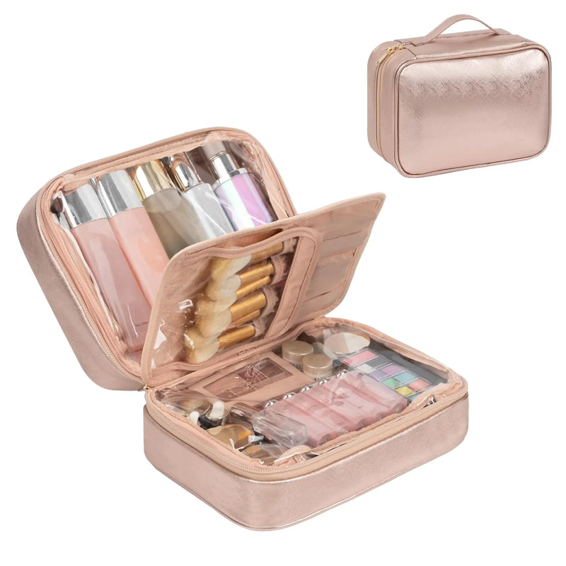 OCHEAL Makeup Bag - Large Capacity Waterproof Travel Organizer (Rose Gold)