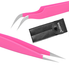 Professional Lash Tweezers for Eyelash Extensions | Pink Set of 2