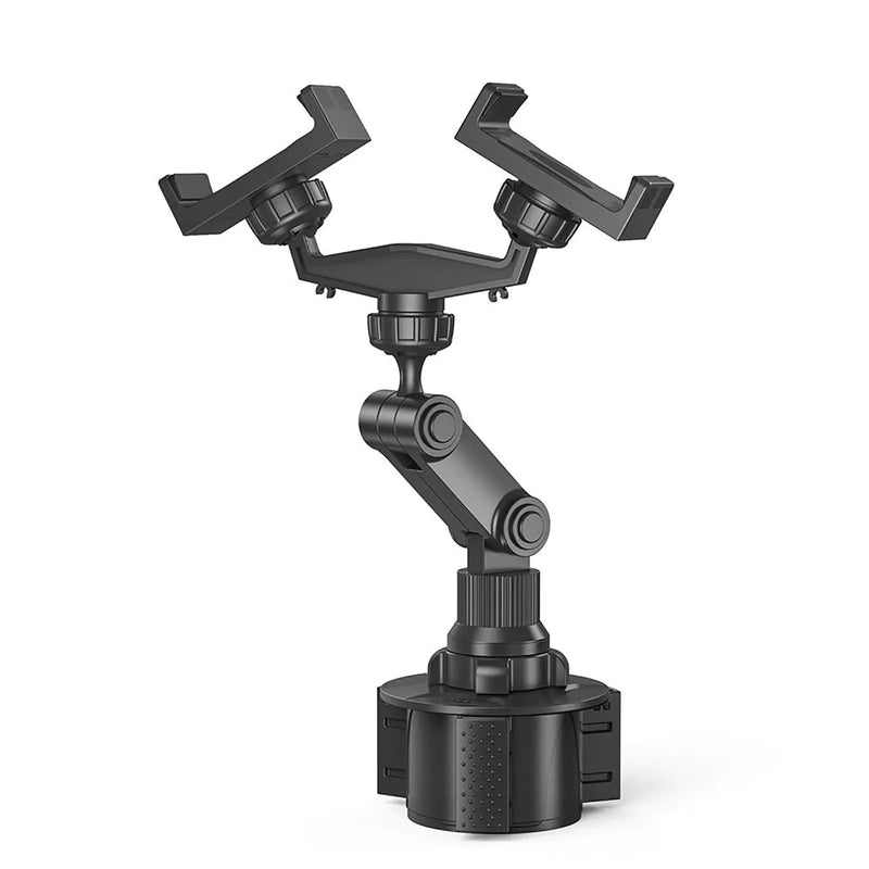 Dual Phone Holder for Car Cup Holder - 360° Rotatable Mount
