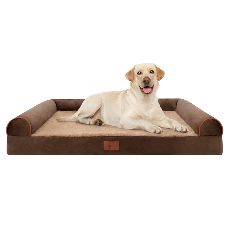 XL Orthopedic Dog Bed Sofa - Removable Washable Cover, Memory Foam Bolsters & Waterproof Lining for Large Dogs