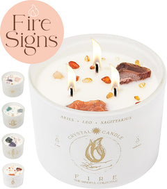 Fire Sign Zodiac Crystal Candle — Aries, Leo & Sagittarius 3-Wick Soy Candle