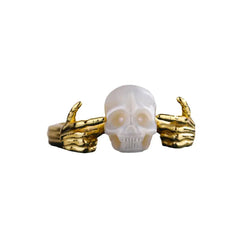 Gothic Pearl Skull Ring - Statement Jewelry for Women