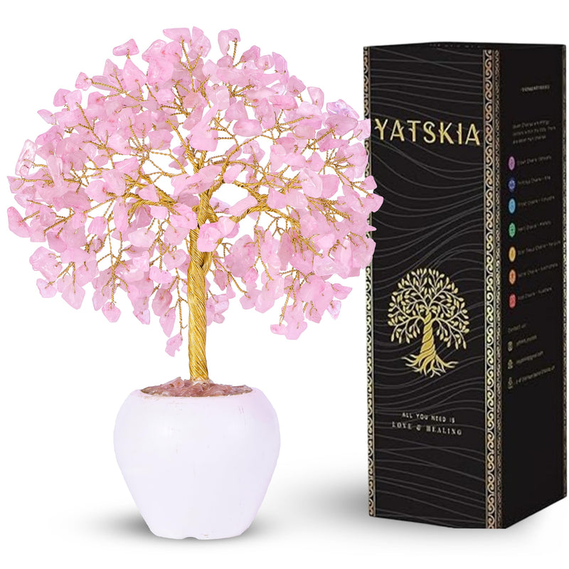 YATSKIA Rose Quartz Crystal Tree — Tree of Life Home Decor