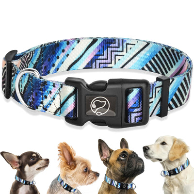 Boho Print Dog Collar - Soft Adjustable Quick-Release Collar for Small, Medium & Large Dogs