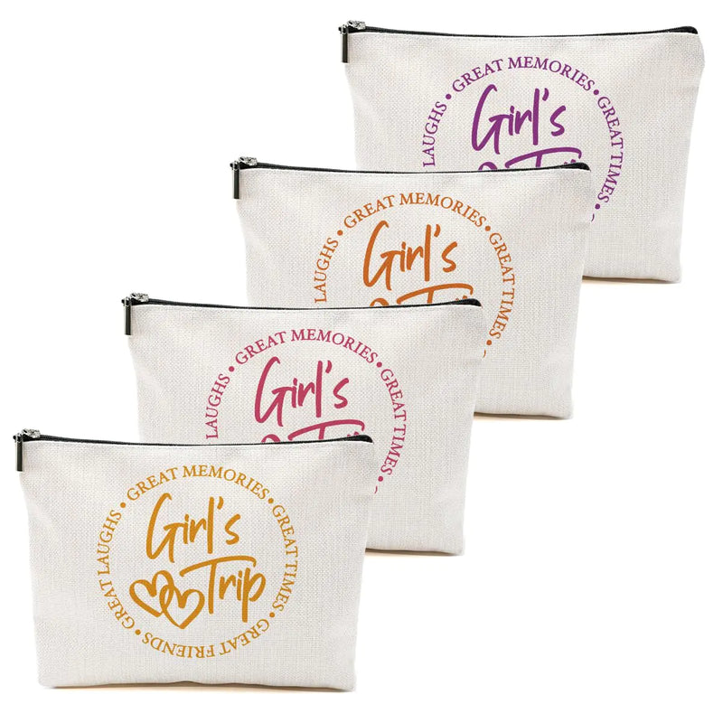 4 Pcs Girls Trip Gifts - Makeup Bag Set for Girls Weekend & Vacation