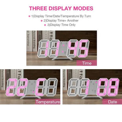 3D LED Digital Clock | Wall Desk Alarm Auto-Dimming