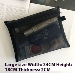 Portable Mini Mesh Makeup Bag - Compact Travel Organizer