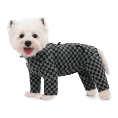 Dog Winter Fleece Jumpsuit - Plaid Turtleneck Full-Body Coat with Zipper for Small & Medium Dogs