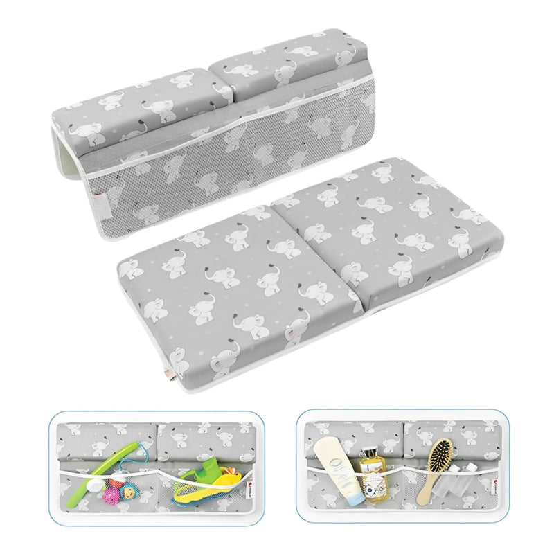 Baby Bath Kneeler and Elbow Rest Pad Set - Fast Dry - Elephant Grey