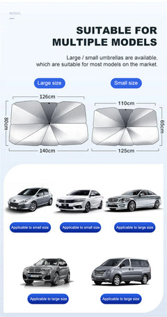 Car Windshield Sun Shade | Foldable Umbrella Front Window Cover