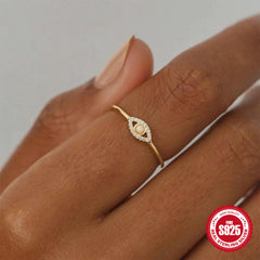 Opal Eye Ring | S925 Sterling Silver Diamond Accent