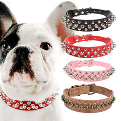 Spiked Dog Collar | Studded Leather Adjustable Collar