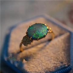 Opal Leaf Ring | S925 Sterling Silver Nature Design