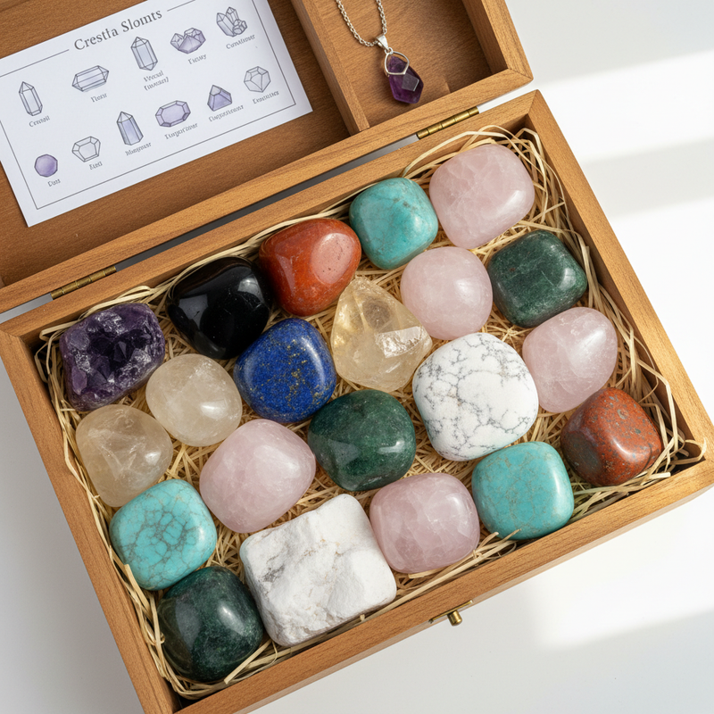 Healing Crystals Gemstone Box – Open Wooden Box
