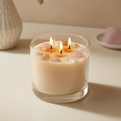 Healing Crystal Chakra Candle – Full Product Shot with Crystals in Wax