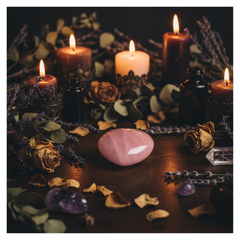 Rose Quartz Heart Stone lifestyle shot