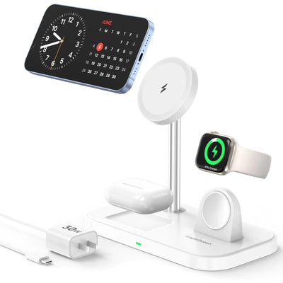 3-in-1 MagSafe Charging Station - 15W Wireless Charger with Adapter