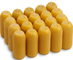 CACASO 20 Pcs Beeswax Pillar Candles Natural Beeswax Candles Long Burning (9 Hours)Pure Beeswax Candles for Home DecorationOutdoorPartiesCamping(Yellow3.2" x 1.5")