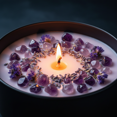 Lavender Crystal Candles – Close-Up