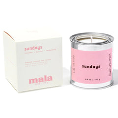 Mala Scented Candles - Sundays - Apricot Sandalwood and Lavender Candles - Vegan Soy Candles - Hand Poured Aromatherapy Candle with 45 Hour Burn - Classic 6.8 oz Size