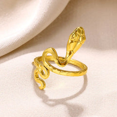 Unisex Snake Ring | Gold Serpent Design