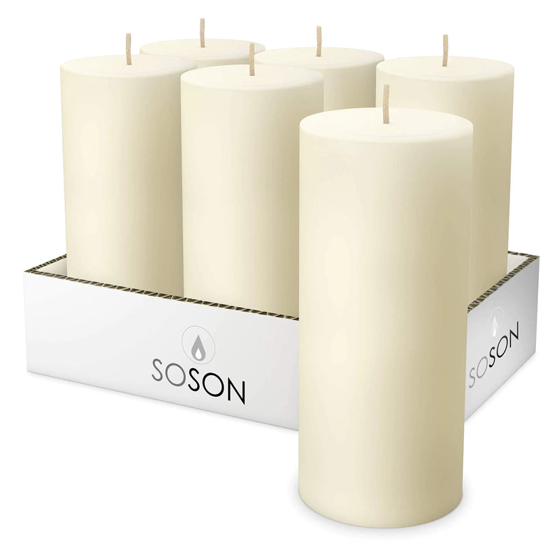 Ivory Pillar Candles Set of 6 — 3x6