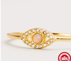Opal Eye Ring | S925 Sterling Silver Diamond Accent