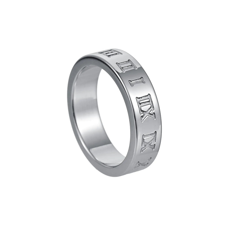 Roman Digital Ring in Titanium Steel - Personalized Jewelry