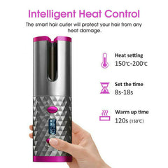 Cordless Auto-Rotating Hair Curler | LCD Ceramic Curling Iron