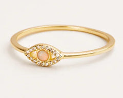 Opal Eye Ring | S925 Sterling Silver Diamond Accent