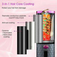 Cordless Auto-Rotating Hair Curler | LCD Ceramic Curling Iron