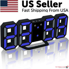 3D LED Digital Clock | Wall Desk Alarm Auto-Dimming