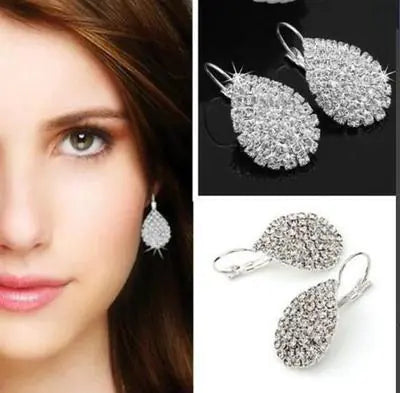 Diamond-Studded Water Drop Earrings for Women