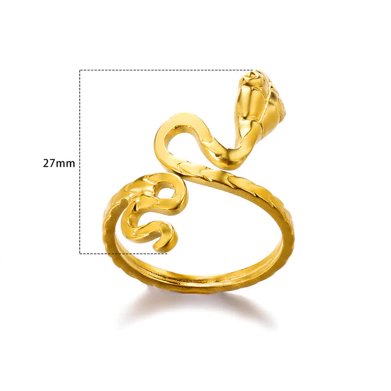 Unisex Snake Ring | Gold Serpent Design