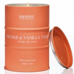 M&SENSE Orange Vanilla Tart Candles for Home Scented Organic Soy Candles Clean Non Toxic 11.3oz 70 Hours Long Lasting Burning Highly Scented Citrus Smelling Candles Cozy Room Decor