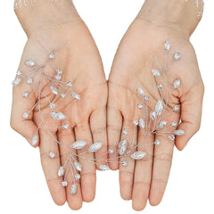 Amazon Bride Wedding Veil with Crystal Leaf Hairpiece