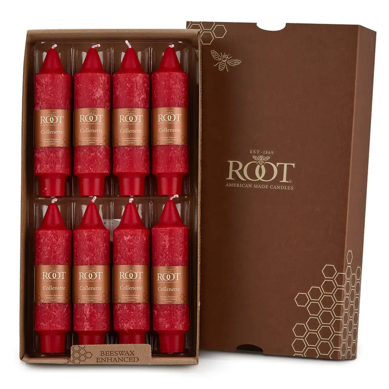 Root Candles Unscented Timberline Collenette 5-Inch Dinner Candles 8-Count Red