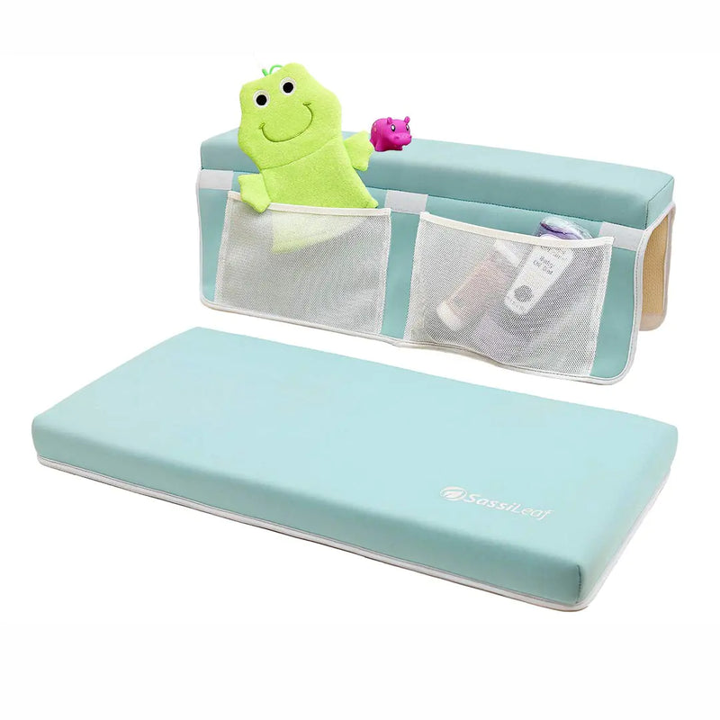 SassiLeaf Bath Kneeler and Elbow Rest - Extra Wide Extra Thick - Cool Mint